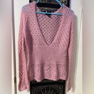 New York & Company Large Light Weight Floral Top long sleeve - cinch waist